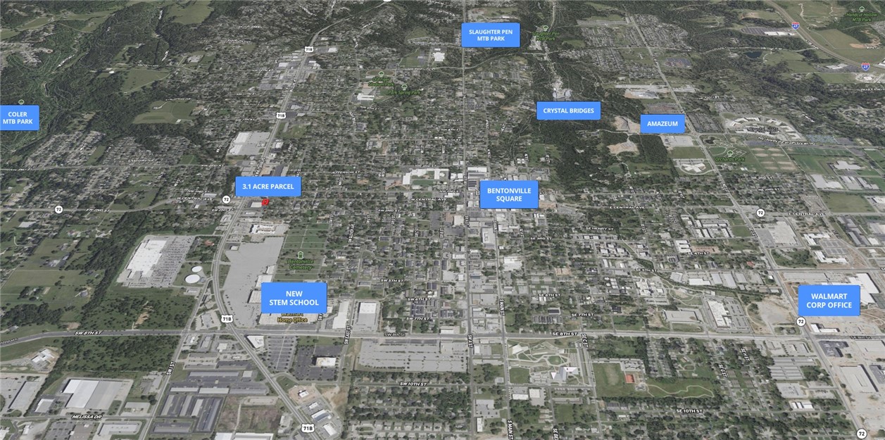 Exceptional development opportunity in the heart of Bentonville! This 3.1 +/- acre corner lot is ideally situated on SW I Street—directly across from Thaden Fieldhouse and just minutes from the new Walmart Home Office and the highly anticipated STEM School. With future zoning for commercial use and approximately 17,000 vehicles passing by daily, this property offers unmatched visibility and potential. The property currently features a residential structure with a pool and 40 x 50 shop building, but the true value lies in its prime location and future development possibilities. Positioned on a rare corner lot, this site provides excellent access and frontage on I Street, which is slated to connect directly to the new Hwy 612 Bypass. Whether you're looking to build a commercial center, mixed-use project, or capitalize on the area's rapid growth, this property is a rare find in one of Northwest Arkansas’ fastest-growing corridors. This property is also listed as Residential – see MLS#1316082. Property sold “as is”.