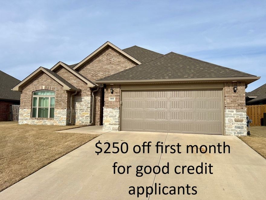 $250 off first month's rent for good credit applicants. Welcome to this beautifully built 4-bedroom, 3-bath home in Bentonville, completed in 2023 and designed for modern living. This spacious residence offers an open and functional layout with contemporary finishes, generous living areas, and a well-appointed kitchen ideal for everyday living and entertaining. The large backyard provides ample space for outdoor enjoyment, relaxation, or play. Each bedroom is thoughtfully sized, including a private primary suite with an en-suite bath, while the additional bathrooms offer convenience and comfort for family or guests. Located in a desirable Bentonville neighborhood 10 minutes from downtown and close to I-49, this newer home delivers comfort, style, and convenience in one exceptional rental opportunity. Pets negotiable with non-refundable pet deposit and additional pet rent.