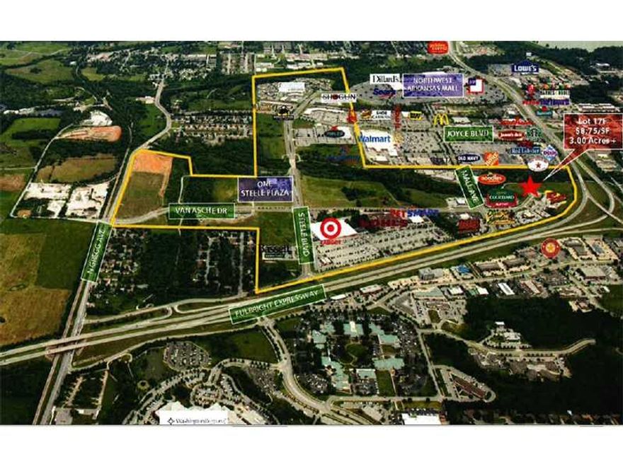 Property contains 4.4 acres (3.00 usable acres). Great location for a restaurant with high visibitiy to Fullbright Espressway and Hwy 71B, new Flyover and Van Asche extension.