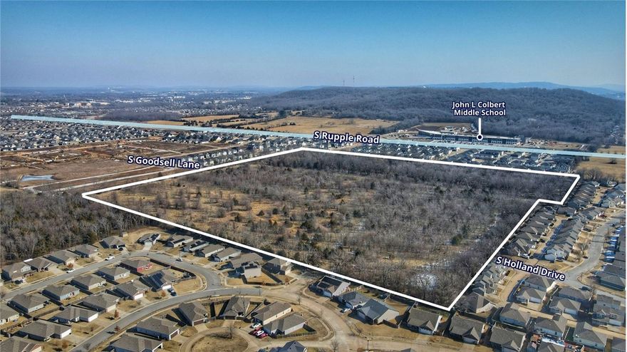 40.69 acres of gently sloping land in West Fayetteville zoned NC (Neighborhood Conservation) which allows 10 units / ac. Future Land use is Residential Neighborhood. There are three potential water access points and two potential sewer access points.
Land is accessible from W Santa Fe Street on the East, S Calico Ave and S Goodsell Lane on the North, W Fairbanks Way on the West, and S Holland Drive on the South.