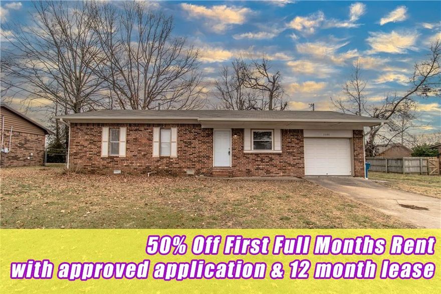 50% off first months rent with an approved application and 12 month lease! Newly remodeled 3 bedroom 1 bath home located steps away from the new Wal-Mart home office! Home features new paint and new light fixtures throughout! Enjoy LVP flooring throughout, 1 car garage, central heat and air and all appliances included as a courtesy to the tenants! Ready to move in now!