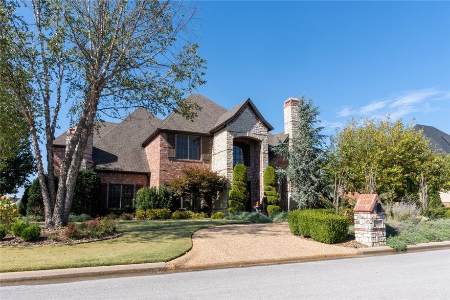 This magnificent home is an entertainer's delight with 1100 SF of enclosed outdoor living area, complete with a bar and grill, living area, 2 Fireplaces outside, TV and roll away doors to enclose the space during the cold of winter and open up to the outside in warmer weather. The house has a soothing designer's palette, with updates throughout, and an incredible amount of space to spread out - either in the living room, family room, game room or media room - whatever your family activity preferences are, this house can accommodate. No expense has been spared to provide top of the line amenities and upgrades including a home generator, 3 new Trane HVAC units, Thermador appliances, security system, whole house audio, new garage doors, new water heaters, epoxy garage floors, extra parking for guests on a large corner lot, lots of storage, and large bedrooms all with en-suite bathrooms. Bentonville schools. Kincaid sectional, 106"TV, projector and surround sound equip in media room convey. Over 10K lighting upgrades.