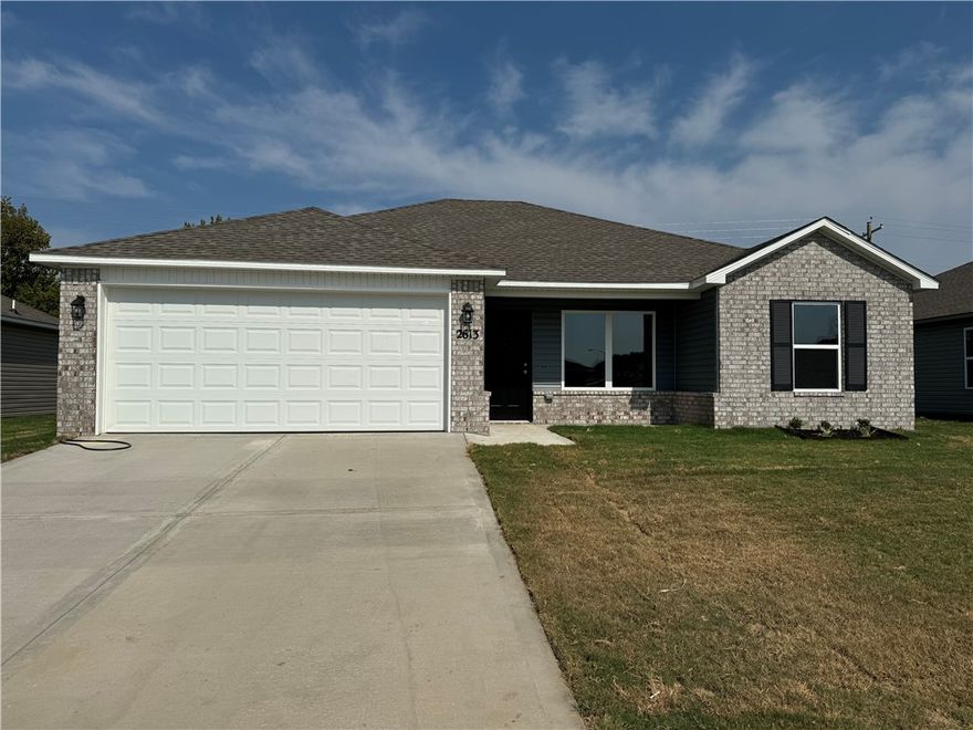 This beautiful home is conveniently located in the Fox Tail Subdivision Phase II.  Extremely clean and ready for move in. The Franklin Floor Plan has 3 bedrooms and 2 bathrooms.   It has a kitchen with stainless steel refrigerator, energy-efficient appliances, ample counter space, with a roomy pantry.  Appliances include, stove, microwave, dishwasher, and refrigerator.  Easy access to Hwy 412.  If you rent in the month of January, you will receive 1/2 off your first month's rent.   This is an all-electric home.