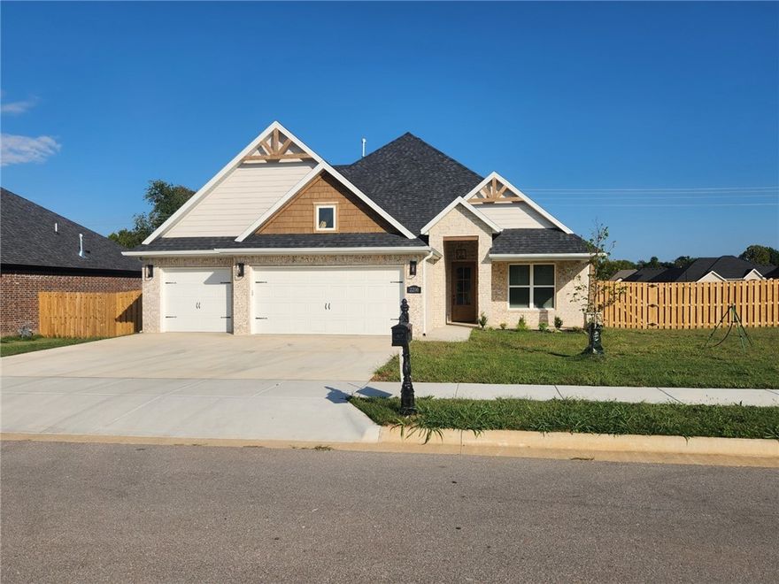 Welcome to the Jennifer Plan! This beautiful 2,696 sq. ft. home features 4 spacious bedrooms and 3.5
 bathrooms, ideally located next to Pea Ridge Schools. Step into a bright and inviting living room with
 vaulted ceilings and an open-concept layout that flows seamlessly into the kitchen. The kitchen includes a walk-in pantry and a cozy breakfast nook, perfect for casual dining. The primary suite is thoughtfully designed to offer privacy, featuring direct access from the master closet to the utility room giving you both convenience and seclusion. Also located on the main floor is a secondary bedroom, ideal for guests or a home office. Upstairs, you'll find two additional bedrooms with a shared full bathroom, providing plenty of space for family or visitors. Additional highlights include a 3-car garage and covered front and back patios perfect for relaxing or entertaining outdoors.