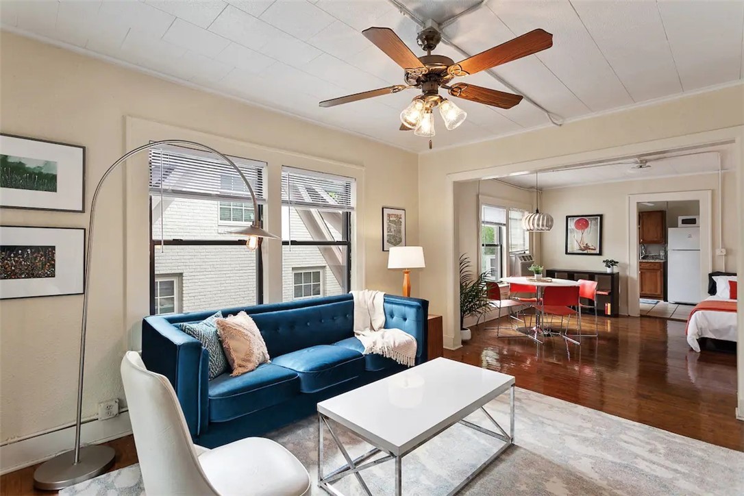 ~ 30+ day stays only! Indulge in the allure of urban living with this stylish home. Located within a historic building in Downtown Fayetteville's identity, this apartment offers a retreat like no other. Accommodating up to four individuals, it's an ideal choice for those seeking comfort and convenience. Positioned a mere block from the vibrant town square and a stone's throw away from the iconic Maxine's Bar and Taproom, this spot presents an opportunity to immerse yourself in the city's pulse.