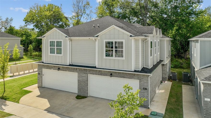 This property is an investment dream! Just minutes from I49 and the University of Arkansas. This duplex is situated on a corner lot backing green space, offering additional privacy.  Inside you will find granite counters, vinyl luxury plank throughout, washer and dryer upstairs for convenience, spacious living area, and a large private patio for relaxation and entertaining. This would be perfect for University of Arkansas students, young professionals, corporate housing and more. Located on Fayetteville trail system.