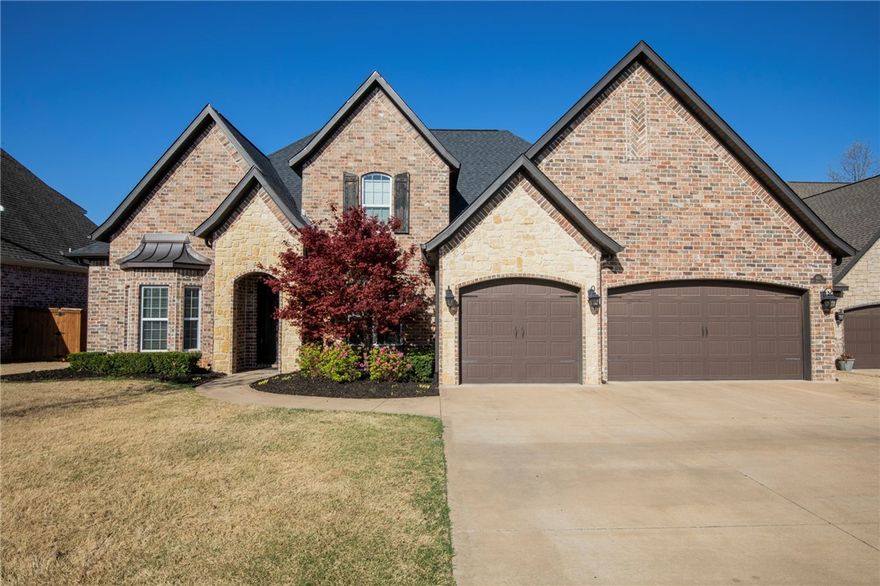 Exceptional 1 owner custom built home in Woods Creek that checks every box. Starting with the layout, you have 5 bedrooms (2 beds downstairs, 3 bedrooms up) plus a huge bonus room upstairs, and features a large executive office/study downstairs. 4 full baths, 2 up, and 2 down. The primary bathroom is majestic. Huge shower, tub, vanities, it's like a resort! The kitchen features a massive island and top of the line appliances including a stainless farm house sink, microwave, dishwasher, and double ovens. 3 car garage! Huge laundry room with sink. There's nice covered patio, yard, and is tree lined behind the fence. Woods Creek is one of the most sought after neighborhoods Bentonville. The amenities include community pool, pavilion, fishing pond, playgrounds, and basketball courts. The neighborhood is welcoming and inviting. Located just 2 miles to the New Walmart Home Office and 3 miles to Downtown Bentonville. Zoned for Apple Glen, Ruth Barker, Washington, and Bentonville High. Roof was replace in October of​​‌​​​​‌​‌​​​‌‌​​​‌‌‌​​‌​​‌‌​​​​ 2024