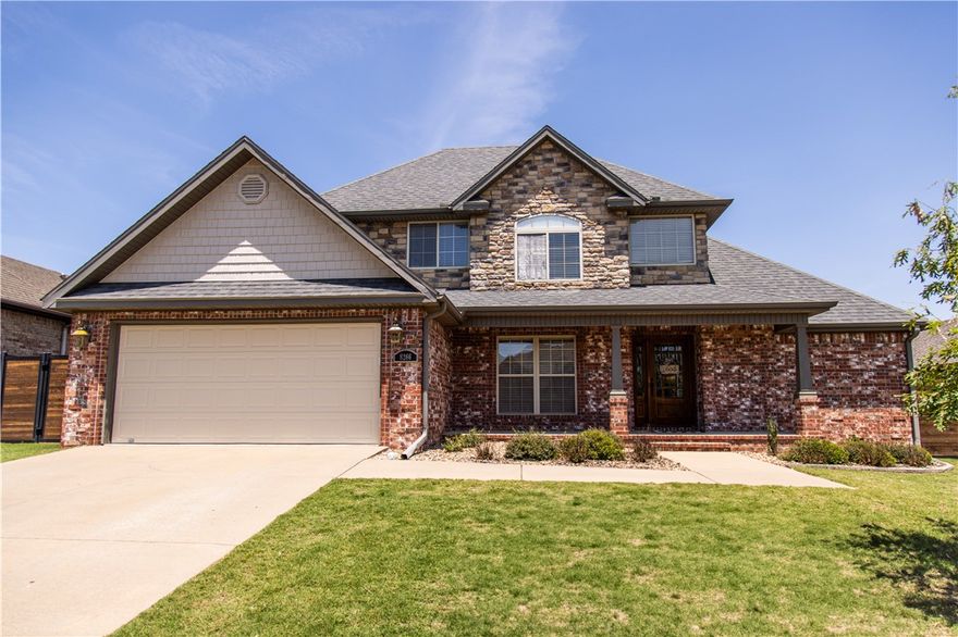 Welcome to Tuscany, a premiere neighborhood in the heart on Northwest Arkansas! This wonderful family home offers four bedrooms and boasts a prime location with easy access to I-49. You will love the proximity to schools - Har-Ber High School, Hellstern Middle School, and Young Elementary. The community pool, playground, basketball court, and clubhouse are just around the corner. This home features numerous updates, including a primary bathroom remodel in 2019, a new roof in 2024, a covered patio added in 2021, hardwood floors installed in 2020, a new water heater in 2025, and newer carpeting. For added convenience, you'll find a floored attic and oversized cabinets provide ample storage. The family room is a true highlight, featuring cathedral ceilings, stunning wood beams, and a cozy fireplace. With a recent refresh of the interior paint, this home is move-in ready for you to enjoy. Open House - Sat. June 7th from 1-7 and Sun. June 8th from 1-7