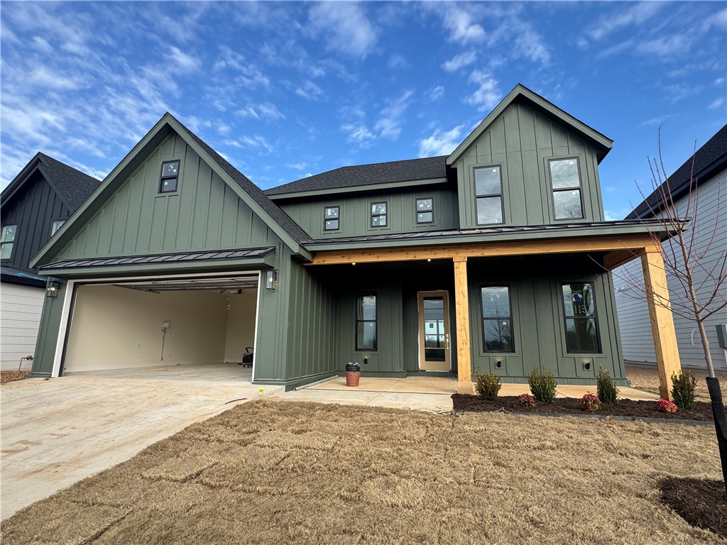 Welcome to Meadow Brook in SW Rogers! Great community in the best location! This plan features 3-4 bedrooms (2 flex spaces either bedroom 2 or study option as well as upstairs bedroom 4 or bonus room). All bedrooms have walk-in closets with plenty of storage! Downstairs you will find the primary bedroom and bedroom 2. Great layout with open kitchen/living room area. Kitchen has large island to sit up to 6 bar stools, built-in gas cook top, built-in oven and microwave, large pantry, and eat in dining area. Primary bedroom feature en suite bathroom with soaking tub, walk-in shower, his and hers separate vanities, and large closet with lots of built-ins. Bedrooms 3-4 are upstairs along with a full bathroom. Enjoy the evenings grilling on the covered back patio! Can't beat location being only minutes to shopping, dining, groceries stores, and only steps to the Razorback Greenway Trail.