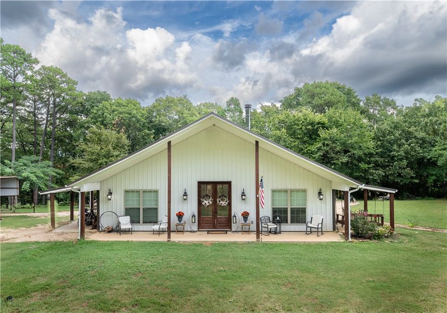 This AGENT owned property has 10+ acres, 2321sqft, 2 bedroom/2 bathroom,700+sqft of heated/cooled flex space that could be converted to a bedroom. Textured metal roof, spray foam insulation, commercial grade mini-splits, and a wood burning stove! This all electric home features a 6' tub and custom tiled dual head shower with quartz countertops in both bathrooms. A deck overlooking the pond and woods, a porch swing patio view of the valley, a grill patio for entertaining, and 1ac parceled piece of land with power and water for additional fun or investments.