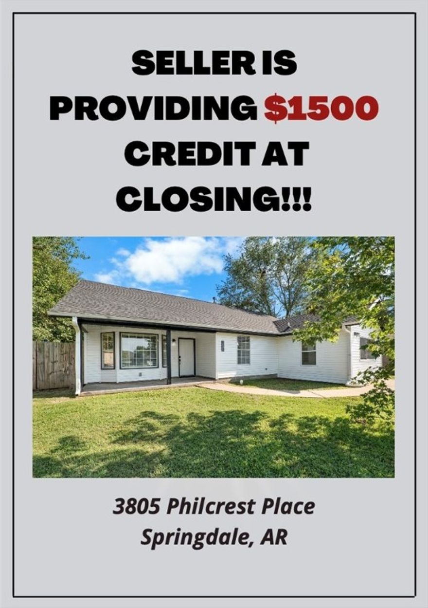 This 4-bedroom, 2-bathroom home offers 1,431 square feet of comfortable living space on a 0.21 acre lot. The backyard is perfect for entertaining with a sit around fire pit, and also comes with raised garden beds, a storage building, and a playhouse. This property conveys a 50-amp charge port for an RV or smart car, and a new roof installed 2 years ago.  Inside, you’ll find smart lighting compatible with “Alexa”, bluetooth speakers built into the bathroom lights, a brand-new tankless water heater, and a new HVAC system with a Nest thermostat.  Nestled on a quiet cul-de-sac, this home is walking distance from Walker Elementary (0.2 miles), minutes from Sunset Avenue (0.6 miles) and in close proximity to The Links Golf Course in Springdale (0.5 miles). With modern updates throughout and a prime location, this home is move-in ready!  Seller is offering $1500 credit towards the buyer at closing!!!