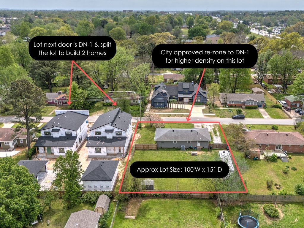 Prime development lot in Downtown Bentonville! Approved & re-zoned to DN-1 for higher density! Investors welcome to envision what could be on this land. Walking distance to Sugar Creek & Thomas Jefferson Elementary. Less than a mile to Downtown Bentonville Square. Experience the flourishing Downtown Bentonville & its lifestyle. Be close to it all from biking trails, Bentonville Square, Crystal Bridges Museum, & the new Walmart HQ. Developers: lot is wide enough & deep enough to split the lot. Build 2 over 3000 sq ft homes plus ADU in back of lot; (similar to lot next store). Lot is 100' wide & 151' deep. All utilities are onsite. This is a very well taken care of home, for looking for a home to put their touch on, or develop the lot & start anew. Choice is yours for those wanting to invest in our Downtown expanding market. Come & create your own slice of heaven in Downtown Bentonville. Your opportunity is knocking!