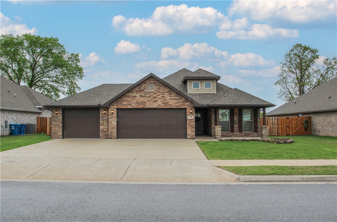Immaculate 3 bed, 2 bath home in the desirable Avalon subdivision with 1,760 sq ft of thoughtfully designed space. Highlights include 10-ft ceilings in the entry, kitchen, living room, and primary suite, hardwood flooring, gas fireplace, and smart home features. The kitchen offers granite countertops and an updated backsplash. The primary bath includes a dual vanity, garden tub and quartz shower and tub surrounds. Enjoy outdoor living with a fenced backyard, covered patio, and extended concrete slab. The rare 3-car garage includes built-in shelving, while custom wood shutters and stone-accented porch posts enhance the home's curb appeal and add unique character.
