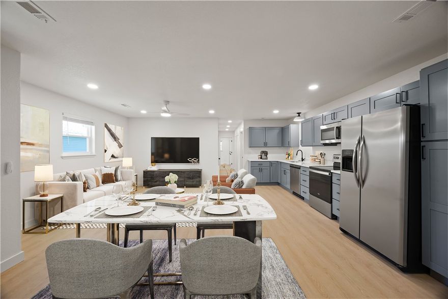 This delightful remodeled duplex boasts a convenient location and features waterproof flooring, LED lighting, ceiling fans, and the elegance of shaker-style soft-close cabinets. The stunning 3cm quartz countertops and new vanity add to its appeal, while the double-pane energy-efficient windows help reduce your utility expenses. Also Included is the washer, dryer, and fridge.
The fenced-in backyard, complete with a covered porch, provides a private oasis, and the single-car garage offers additional storage space. It’s located just a mile downtown Johnson and eateries like Hail Fellow Well Met, Ozark Mountain Bagel, or Pizzaria Ruby.  Within just 2 miles, you’ll find access to the bypass, the tranquil Lake Fayetteville, and convenient shopping options like Walmart, Target, and the lovely NWA Mall. 
There’s so much to love about this property—it's definitely worth your time to come and see! Feel free to call or text us to schedule your viewing!