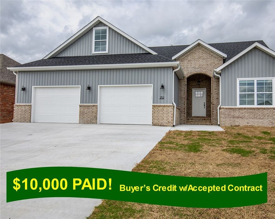 ***$10,000 Buyer's Credit w/Accepted Offer, to be used at buyer's discretion.*** Extremely nice brand new, beautiful 3 BR, 2 BA brick home - a must see! It is on the back street in the beautiful Mountain View Estates Subdivision with all you could want inside and out! Very nicely appointed with outstanding colors and finishes. The main floor is all luxury vinyl plank flooring, split floor plan, gas log fireplace, energy star appliances, covered patio, blinds, gutters and more! The carpeted stairwell leads up to a large bonus room upstairs that could be a playroom, craft room, office or whatever you need (it also has its own HVAC unit!).