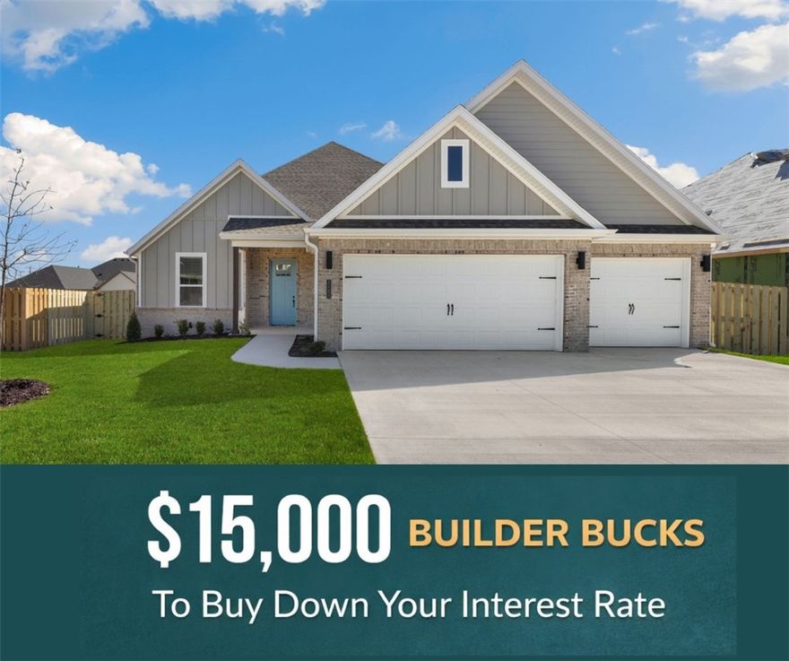 Receive 15K in builder bucks and up to 4K from select lenders.Welcome to the Poplar floor plan in the welcoming community of Concord in Pea Ridge, AR— this thoughtfully designed two-story home features the perfect blend of space, comfort, and functionality.Step inside through the impressive 8-foot front door, setting the tone for the elevated details found throughout. The main living area and primary bedroom boast 10-foot ceilings.The kitchen combines modern style with practical design, featuring stainless steel appliances, a composite granite sink for durability and elegance, and a convenient countertop push-button garbage disposal for a sleek, updated touch. Located in the heart of Concord, you’ll enjoy a peaceful neighborhood setting with quick access to everything Pea Ridge has to offer.