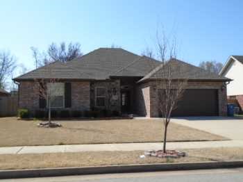 Spacious 4 bed 2 bath house with over 2000 sq ft and amenities like granite counter tops, ceramic flooring, custom cabinets, 6 ft privacy fenced yard, 2 car garage and more! Comes with ALL appliances! This home is located close to everything Bentonville has to offer in a great neighborhood.