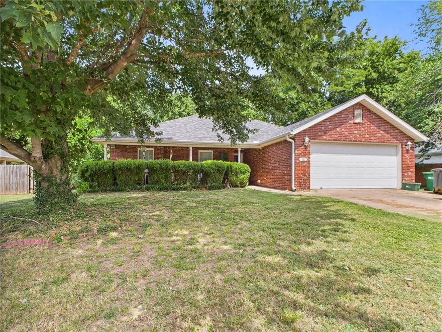 Location! Location!  Don’t miss out on this 3-bedroom, 2-bath home in the heart of Farmington! This property offers an excellent location just west of I-49 and only 7 minutes from the University of Arkansas. The inviting and spacious living room provides a lot of room to move around and entertain guests. The living room also features a cozy gas log fireplace for cooler days.  This home has abundant closet and pantry storage. Enjoy outdoor living with a large fenced backyard and a patio perfect for relaxing or grilling.  Major updates include a new roof and new gutters (2024) and new HVAC system (2021). New Carpet and new Paint (Sept 2025). Conveniently located near Creekside Park and the Farmington Disc Golf Course, walking or biking distance to Centennial Park and Mount Kessler trails, this home offers easy access to recreation and the best of Northwest Arkansas.