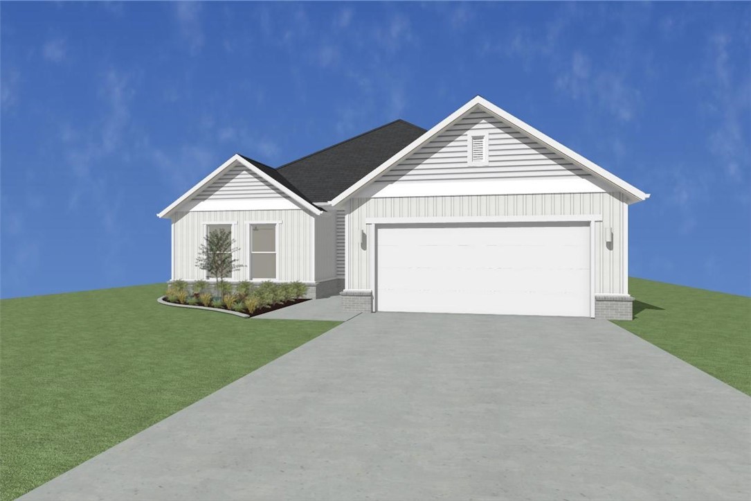 5.49% INTEREST RATE/BUILDER BUY DOWN & fence, blinds and gutters included! Discover your dream home in the new neighborhood- Jacob's Crossing. Fredrick plan with 1 level, garage on the right & North facing! 10 ft ceilings in the living room, linear electric fireplace, LVP flooring throughout the main living areas & primary bedroom, quartz countertops & more. Chef's kitchen boasting frigidaire stainless steel appliances, gas range, pantry, quartz countertops, bar pull handles, large island & gorgeous backsplash. Luxurious primary bedroom features abundant natural light, while the spa-like primary bathroom offers a walk-in shower, double sinks, tub & spacious walk-in closets. Additional features include three large secondary bedrooms and a separate laundry room. Nestled on a generous lot with covered patio that overlooks the serene sodded, fully fenced backyard, creating an exceptional living experience. Sturdy concrete siding & brick! Model home located at 3631 Tranquility St- Lot 1.