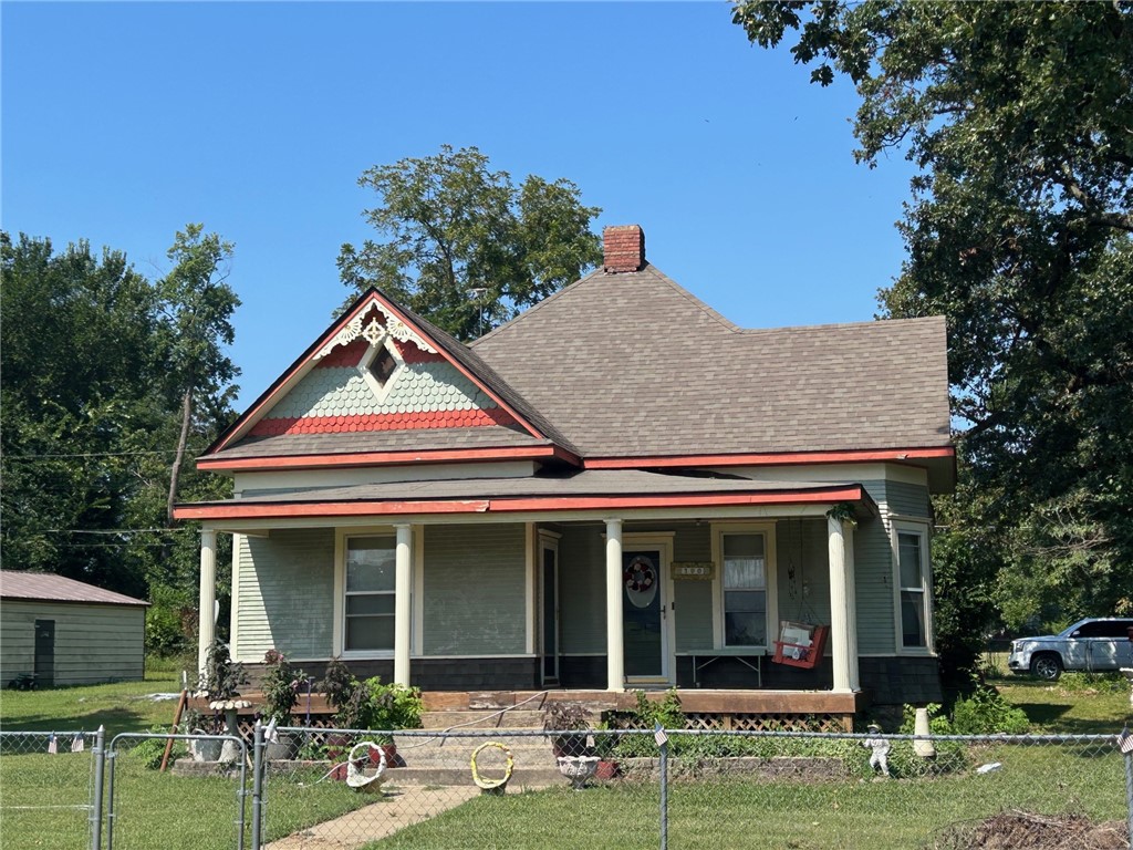 Come home to this beautiful historic home built in 1906. You can truly have it all with this one of a kind home. It has the absolutely stunning original white pine hardwood floors spread throughout. The original white pine wide trim compliments both antique furnishings and modern furnishing alike. The large living room features the original hardwood floors and large windows to help let in ample natural light. Home features a formal dining room as well! Oak kitchen cabinets! The upstairs is one large room plus a half bath that is ready for your crafting, media, gaming, or other interests.
Have all the historical values but with modern amenities! This home has undergone several updates including updated electrical, newer pex plumbing, and a newer roof! Storm windows and Storm doors! There is a 24x30 metal shop (detached garage) that the sky is the limit on (storage, woodworking, mechanic shop, or even metal working). All this sits on a 0.46 beautiful corner lot! A must see.