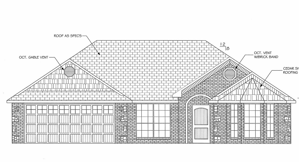 Energy efficient new construction, open floor plan thru living area, 3 bedroom split floor plan, whirlpool tub and walk in shower in master bath, covered patio in back.