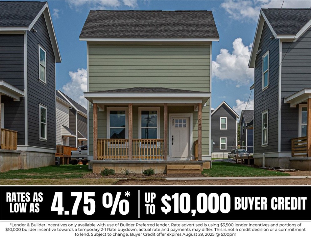 RATES AS LOW AS 4.75% when lender credit & portions of builder incentive are applied to a temp 2-1 buy-down! $10,000 Builder incentive w/ use of Preferred Lender. Pref Lender offers additional $3,500 credit toward rate buy-down. Incentives expire 8/29/25 @ 5PM* (OPEN HOUSES hosted @ MODEL HOME: 1015 N Laramie Heights) Welcome to Southern Woods! A Trailside Community at the base of Centennial Park 2022 Top Outdoor Facility Rating) Location offers access to miles of trails, greenspaces with paved pathways, & bicycle stalls, minutes away to shopping, food, I-49, & University of Arkansas! DUPLE floor plan feat: a covered front porch w cedar posts, an open concept first floor w 9’ ceilings, half bath, LVP floors, & kitchen w 3cm granite counters, subway tile backsplash, large center island w sink, stainless steel appliances & back deck! Upstairs: Laundry space & 2 Bedrooms w private ensuites. Perfect for homeowners & investors! POA $35/mo includes lawn mowing! Join this community in a premier location today!