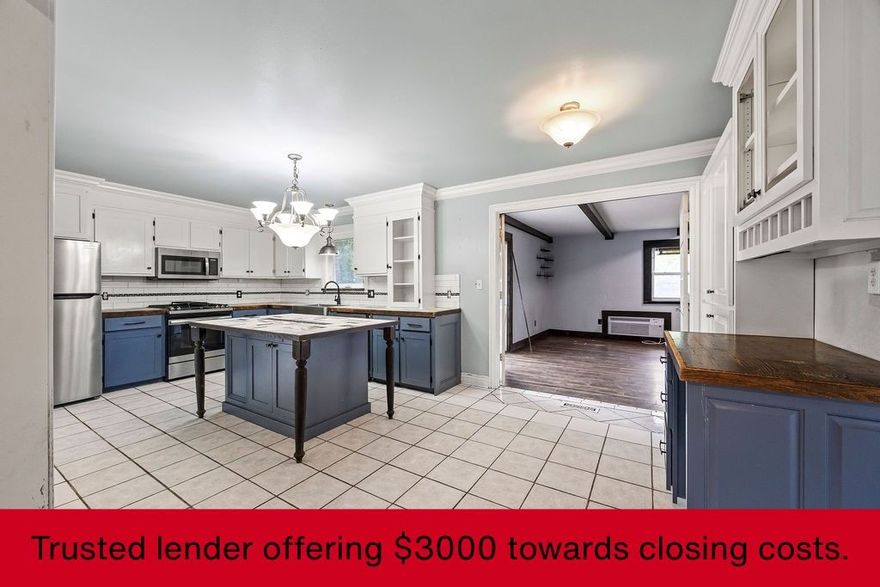 Charming Brick Ranch with Modern Flair in Central Springdale
Trusted lender offering $3000 towards closing costs!!
Discover this beautifully updated 3-bedroom, 1.5-bathroom home offering 1,858 sq ft of thoughtful living space. The inviting brick exterior opens to an interior filled with modern design and rich character.
The kitchen is a standout with its fresh aesthetic, featuring white cabinetry, sleek stainless steel appliances, and a striking custom island in a deep blue tone, perfect for gathering or prep. The stylish blue cabinetry continues into the updated bathroom, complemented by granite countertops, dual sinks, chic round mirrors, and shiplap-style accent walls.
Beyond the main living area, you'll find a spacious bonus living area anchored by a painted white stone fireplace and exposed dark wood beams, creating a cozy and unique retreat. Located conveniently in central Springdale, this home blends timeless appeal with key contemporary updates.
Contact us to schedule your showing today!