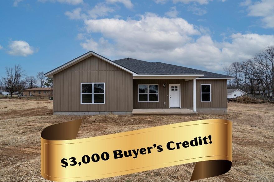 $3000 buyer incentive with this new construction home in the heart of the city!  Beautiful vaulted ceiling in the living area enhance the open concept.  Split floor plan, granite countertops and separate laundry add to the charm. Also, with almost a 1/2 acre lot, there's plenty of room for outdoor entertaining, garden spot or shop.  Add some fencing and you have a huge fur baby play pen.  Enjoy the morning coffee from the covered patio while admiring the views. New private drive creates a sense of country living in the city.  Set your appointment today!