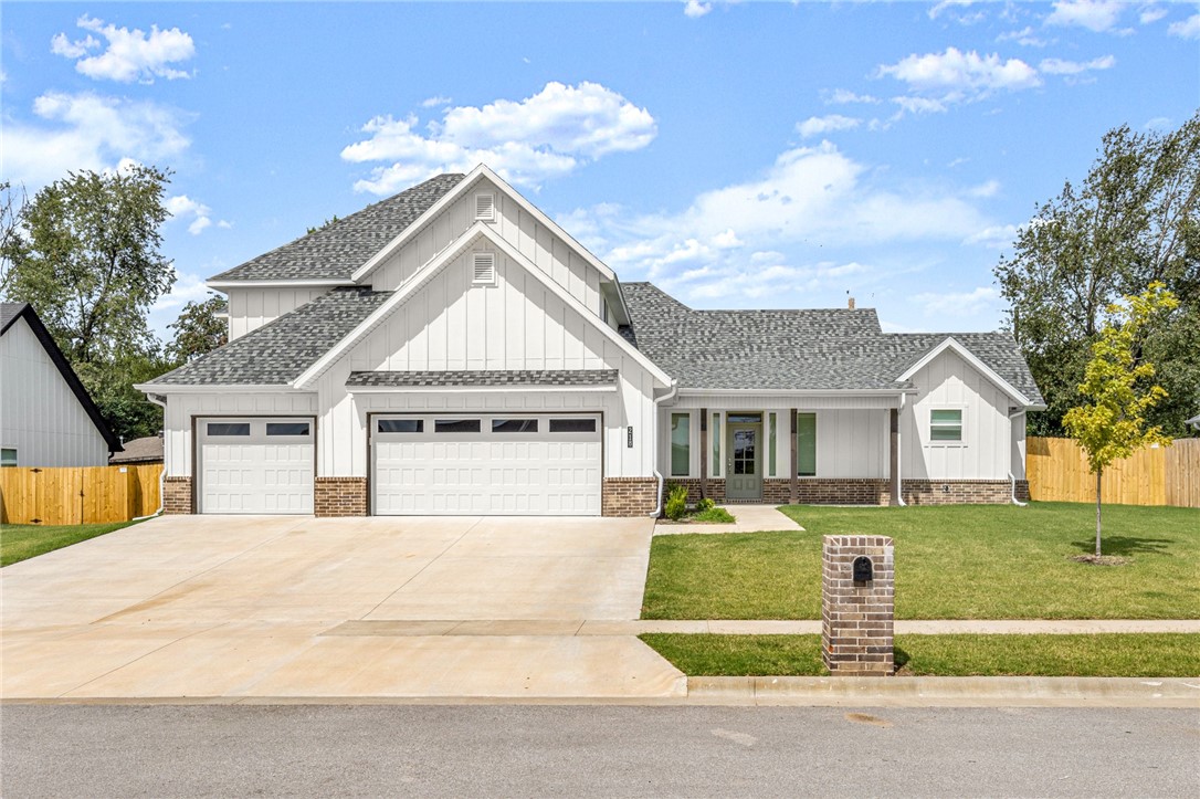 Gorgeous Modern Farmhouse in the Wakefield Park Community! This home was built in 2022 and has an amazing open layout and features throughout. Enter into the bright and spacious living area. Large living room boasts vaulted & wood beamed ceilings, gas log fireplace, and large windows looking out to the covered patio & backyard. Kitchen has large island for entertaining, a gas cooktop and pot-filler, abundant cabinet space & large pantry! Kitchen opens to a dining area with lots of natural light. Guest Bedroom and bathroom on main level. Mudroom space and built-ins off garage entrance is a great drop-zone! Beautiful master bedroom has huge, attached bath with walk in shower, whirlpool tub, His & Her WIC & with access to the laundry room. Upstairs is an additional 2 guest bedrooms, a guest bath w/ 2 vanities, and a large bonus room! 3 car garage provides fantastic workshop or storage space. Nest Thermostat & LVP flooring. Welcome home!