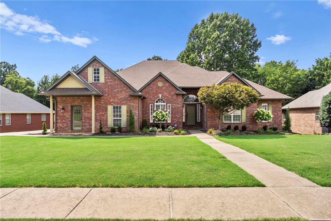 Looking for a home in a convenient location and a private in ground pool? This home checks all the boxes! Monticello is a well established subdivision with mature trees and large lots. The living room has natural light and a view over looking the backyard pool and hot tub. The dining room is open to the living area, great for entertaining or turning into a home office. The kitchen is spacious and has space for a second living area off to the side with a wood burning stove. You'll enjoy the large pantry and laundry room, both off of the kitchen. Downstairs has the primary suite and a second bedroom. Both with NO carpet. Upstairs has two large bedrooms and attic access for convenience. (Store your holiday decor easily!) Walk out back to your screened in porch, sip your coffee in the morning and get ready to hang out in the pool any season! (Heated, gunite pool). This home is located off Wagon Wheel for easy access to I-49.