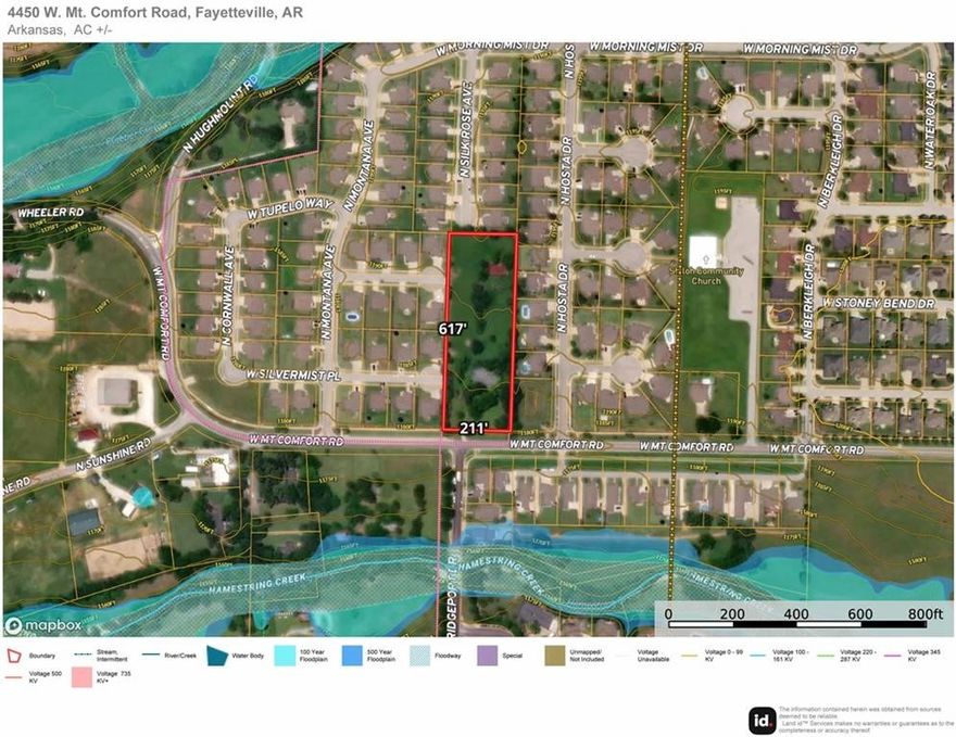 Increasingly rare residential development acreage on W. Mount Comfort Road. Acreage is not currently annexed into Fayetteville, and is surrounded by residential parcels that are in the Fayetteville city limits. Future land map shows residential use. Natural gas, electric, and city water on site. GIS elevation profile, water utilities map, and sewer utilities map are in listing photos.