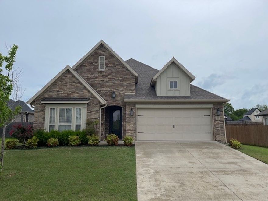 Spacious 3-bedroom, 2-bath home with an office that can be used as a 4th bedroom. Located near Mt Hebron Park with courts, fields, playground, splash pad, dog park, and trails. Easy access to I-49 and Hwy 112. Features wood flooring in main areas and primary bedroom, ceramic tile in baths, formal dining, gas range, granite counters, and more. Neighborhood pool and walking trails available for tenant use. Only one dog under 20 lbs will be considered. **$250 non-refundable pet fee**