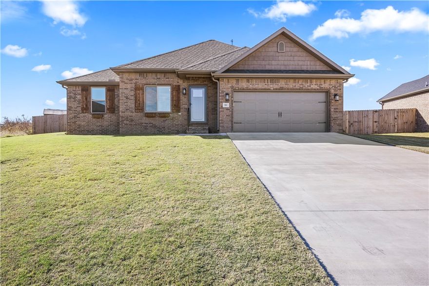 Step into this beautifully crafted 3-bedroom, 2-bath home nestled in the heart of Prairie Grove. Built in 2023, this 1,443 sq ft residence offers scenic views and is located in a peaceful neighborhood with easy access to schools, parks, and downtown Prairie Grove. This home is perfect for first-time buyers, downsizers, or anyone seeking a move-in-ready gem.