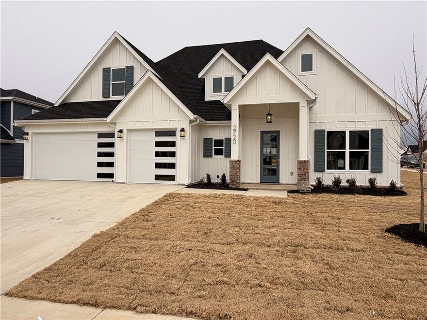Another quality new construction home is available in the desired Crescent View Subdivision! This home boasts 4 bedrooms, 3.5 bathrooms, bonus room, 3 car garage, and a great layout. Kitchen is equipped with gas cooktop, built-in oven & microwave, large island with waterfall granite, & eat-in dining area that is all open to the living room. Downstairs has the office, primary suite. Bedrooms 2-4, bonus room and 2 full bathrooms are all upstairs. Enjoy grilling or hanging out on the covered back patio. Located steps from Janie Darr Elementary and the new Mt Hebron Park. Subdivision is close to XNA, I-49, shopping, dining, and entertainment.