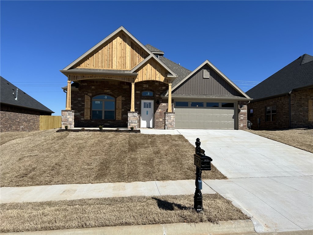 Remarkable new construction 3 bed 2 1/2 bath single story home is now available. Complete with SS built in appliances including oven, mw, and gas cooktop surrounded by granite countertops. Built-in bookcases flank the fireplace in the living room for the perfect architectural focal point. Windows are wood cased & have 2 1/2" blinds installed. Large front porch, fully sodded yard, landscaping & privacy fence give the home tremendous curb appeal. The 10 x 20 back porch is covered & home has fully installed gutters. Keyless pad on garage door for ease of access opens the garage door to a full size garage space. Master bedroom has an oversized 5 x 5 tile shower and the master closet conveniently wraps into the laundry room located close to the garage for ease of access. Half bath in living room hall area is equipped with a pocket door so that it does not hinder the living room space. Exterior brick and cedar construction for life long ease of maintenance. Photos of similar plan, interior finishes may vary.