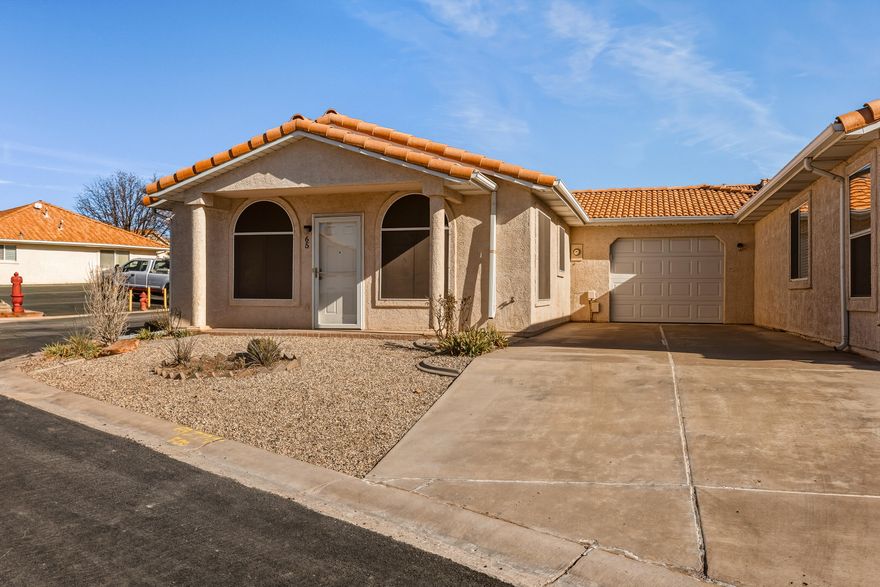 Move-in ready, one-level home in the desirable Horizons West 55+ community! Enjoy a bright open floor plan with a spacious kitchen, dining, and living area—perfect for everyday living and entertaining. Recent upgrades include flooring, lighting, A/C, furnace, and water heater (all less than 2 years old). Features also include plantation shutters, solar screens, and a low-maintenance yard. One-car garage includes storage shelving. Relax on the fenced back patio, with the home situated near the back of the complex for added privacy. RV storage available. Pet-friendly community with a convenient location near shopping, medical facilities, and parks.