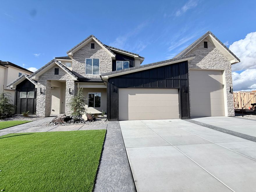 This beautiful home is situated on the east side of town and boasts features such as LVP (luxury vinyl plank) flooring, quartz countertops, and under-mount sinks with soft-close drawers and cabinets. It includes a smart home kit, a Wi-Fi router, a programmable thermostat, and a keyless front door lock. The garage features an epoxy-coated floor and accommodates a 50-foot RV garage. Additionally, there is a 12-foot side parking space and a 37-foot backyard. The home is also plumbed for a future pool.