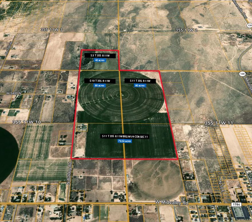 Great Development Opportunity. 279.54 acres currently zoned R-1 for .25 acre residential lots. Recently annexed into Enoch City limits. Properties could qualify for a Master Plan Community through Enoch City, allowing 700 plus homes to be spread out to have equestrian lots, .25 acre lots, high density or mixed used throughout the planned community. Potential to re-zone for commercial projects such as an RV Park or storage unit facility. Price includes 85.8 ACFT water with priority date of 1925. Utilities are adjacent to the property boundaries. Sale consists of 4 parcels: A-0909-0037-0000, A-0909-0026-0000, A-0909-0029-0000, A-0909-0025-0000 and 85.8 ACFT of Water Right #73-3484. Buyer to verify.