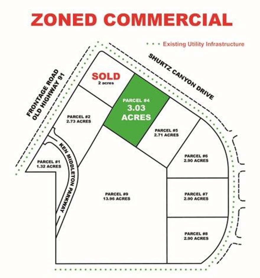 Are you looking for the perfect location to launch your business? Look no further! This 3.03 acre commercial property offers a prime location with utility infrastructure in place, making it the ideal property for your next big venture. Located on Ceder Cities South Interchange, off of Hwy 91 and Shurtz Canyon Dr.

DO NOT CONTACT SELLER DIRECTLY! CALL LISTING OFFICE!