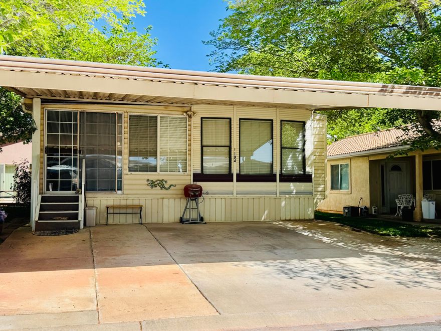 Updated and inviting 2-bed, 2-bath home in Kings Row Estates with thoughtful upgrades throughout!  This all-electric home offers a new asphalt roof, fresh ceiling texture, and added insulation around the skirting for comfort and efficiency. Inside, enjoy wonderful furnishings, stylish 2'' blinds, a bright bay kitchen window, and plenty of windows that create warm gathering spaces. Key highlights include:
Newer microwave convection oven and a Fire Stick for the TV, Two water heaters (1- 20 gallon & 1-40 gallon) for ample hot water, Solar screens on the west side for energy savings, Water softener & reverse osmosis system, Two-car wide carport for convenient parking. This well-maintained home blends comfort and practicality in a welcoming community—ready for you to move in and enjoy! Buyer to verify all information.