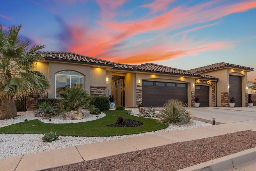 Welcome to a residence where thoughtful design, elevated upgrades, and breathtaking surroundings come together to create your true forever home. From the moment you arrive, this property captivates with a panorama of visual views and light that make every day feel extraordinary.
The heart of the home is an entertainer's dream kitchen, featuring an oversized layout, walk-in pantry, expansive windows, and pebble ice machine, perfect for hosting or enjoying quiet evenings. Flow into the living area where a large fireplace, folding iron doors, statement entry lighting, and oversized ceiling fan create a grand atmosphere.  The primary suite, designed for comfort, privacy, and relaxation w/ black-out blinds, XL two-head shower w/ bench and heaters, large closet with custom organization, and solar tube for natural light. 
A casita offers flexibility with its own kitchenette, separate entrance, optional connection to the main home, and solar tube. Ideal for guests, extended family, or third bedroom. The garage is impressive with RV access, built-in storage, lighting, and organization systems. Step outside to a resort-style backyard featuring a pool, water feature, pergola, outdoor kitchen, extended patio w/ built-in awning, remote-controlled sunshade, raised garden beds, and lush landscapingall accented by upgraded iron fencing and ambient lighting. The hot tub and pool lighting add a relaxing sense of being swept away to paradise. This is more than a house, it's a destination.