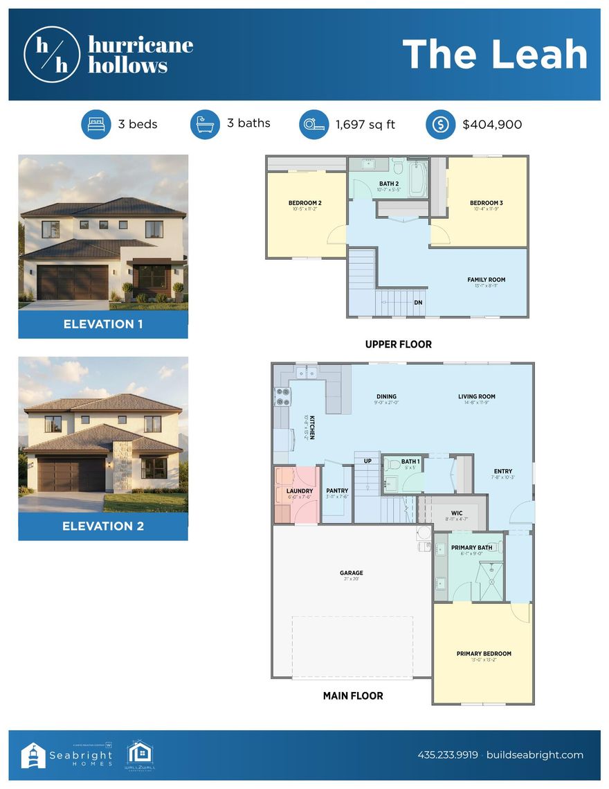 The Leah Plan is a phenomenal 3 bed 2.5 b bath 2 car garage with Large Loft area and is located in the Hurricane Hollows subdivision. Close proximity to Valley Academy, Skyview Golf course, grocery stores and all the amenities. This spec should be ready in roughly 4ish months.  There are more lots and plans. Reach out for more info.