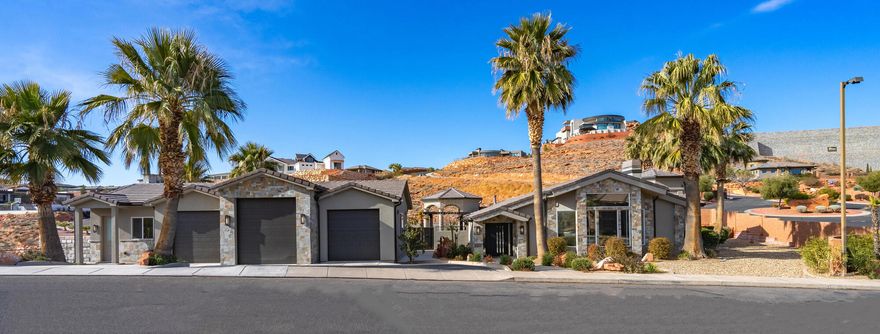 This home is a must see!  Have you ever dreamed of having your own pickleball court?  Well this home has two!  Not to mention room to add basketball court or even a tennis court. Boasts a large pool, hot tub, and yes, views of Pine Mt. out the front and views of the city out the back.  Sits on 1.36 of an acre.  It is like a resort home, surrounded by large mature palm trees. The home has top end finishes. Black walnut cabinets with quartzite countertops, tile flooring,and high end lighting.  Come take a look!  Easy to show! (Owner is a licensed real estate agent.)