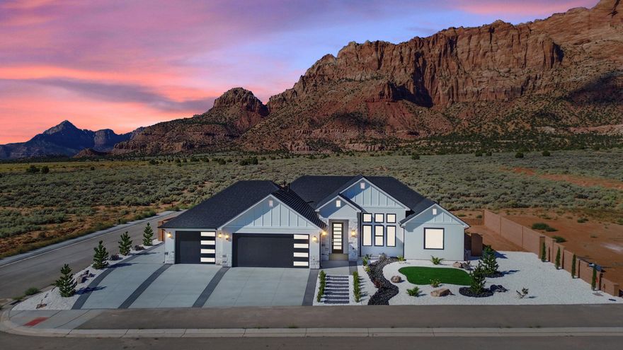Nestled beneath the majestic red rock mountains, this brand new, one-of-a-kind home offers luxury living in the desirable Heights Subdivision. Situated on a .25-acre corner lot, this 3-bedroom, 2-bath home blends high-end finishes with everyday functionality. Enjoy privacy and space with a fully fenced yard (block wall) and optional RV/trailer parking. The home includes an oversized 3-car garage, holiday lighting, (the fancy kind!) and the professionally landscaped yard is finished with an automatic irrigation system. Inside, the open-concept kitchen features quartz countertops, high-end appliances, an oversized walk-in pantry, elegant light fixtures, and Moen plumbing fixtures throughout. The bright and airy living room is anchored by a cozy fireplace with a custom mantle, perfect for relaxing evenings. The spa-inspired primary suite includes a dual vanity, soaking tub, walk-in closet, and a luxurious shower with an overhead rain shower-head. One of the secondary bedrooms boasts 12' ceilings and a stunning rock accent wall, making it a perfect option for a home office or den. Start and end your day with the unmatched natural beauty surrounding this incredible home. 

Need a loan? Ask about the amazing incentives our preferred lender is offering to help with closing costs and/or rate buy down! *Agent is related to seller