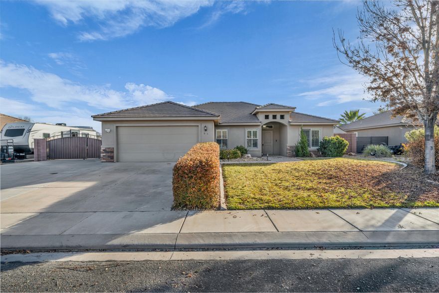 Single level home featuring 4 spacious bedrooms & 2 full bathrooms in a convenient & private location! This property offers natural lighting throughout along with unobstructed views of Zion National Park & surrounding mountains! Not only do you have stunning views, but you also have a large mature landscaped backyard east-facing to provide you with morning sun & afternoon shade to enhance your outdoor experience. The home has an open floor plan which also includes the primary bedroom on one end of the home while the additional 3 other bedrooms are on the other end. Additional RV Parking on the side of the home along with a large concrete slab for EXTRA parking! Schedule a visit to experience the home and its surroundings in person!