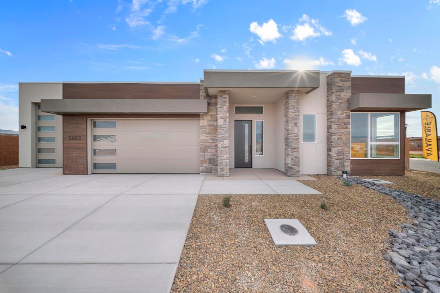 *Estimated completion mid-December 2025! Welcome to your new home in the desirable Dixie Heights community. Introducing our spacious single-level Sedona floorplan with 3 bedrooms + flex room and a RV garage. Sitting on a corner-lot, featuring a modern exterior, this home maximizes both function and flexibility. Surrounded by scenic views and close to trails, golf, and Sand Hollow, this home is where everyday living meets desert beauty.