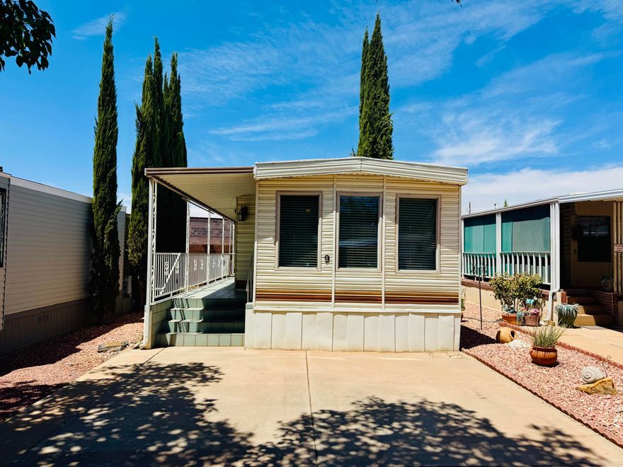 This darling 2-bedroom Park Model is exceptionally clean, bright, and ready for you to move right in and enjoy. The welcoming tiled deck sets the tone for relaxing mornings or evenings with friends. Inside, the bathroom has been tastefully updated, and the thoughtful layout offers comfort and functionality. The second bedroom features its own private entrance, perfect for guests or extended stays. Don't miss the chance to make this charming home yours! Buyer to verify all information.