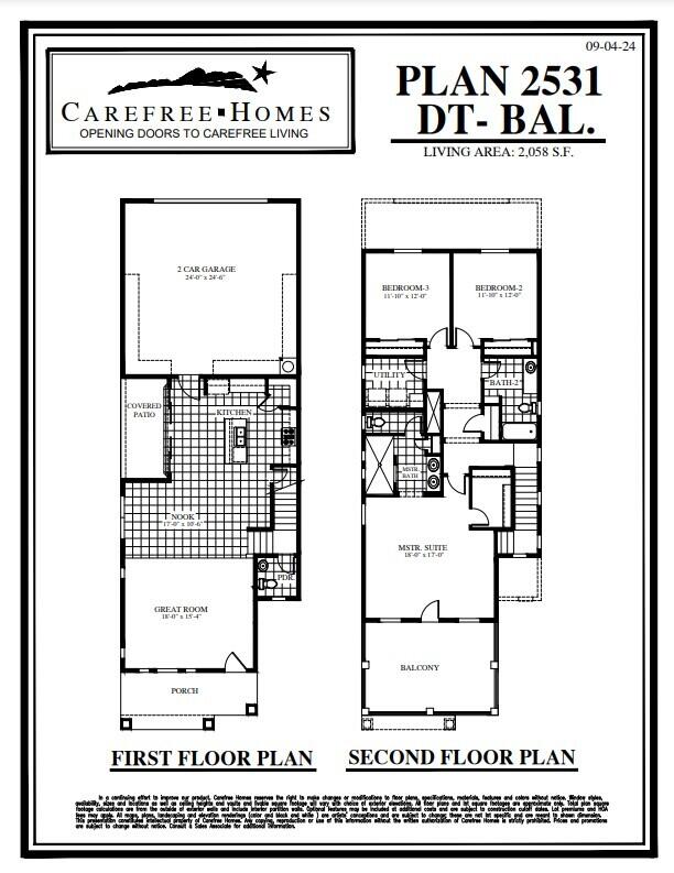 This stunning new construction home, is the Sandy DT + Balcony Floorplan and crafted by CareFree Homes - Southern Utah's trusted builder. CareFree delivers service that exceeds our home buyers expectations before, during and after the sale! Located with easy access to major highways and just minutes from exciting new commercial developments. This home is ideally situated for both work and play and includes 2x6 construction, 2'' faux wood blinds, epoxy garage floors, fully landscaped including turf, soft close drawers. Call now to take advantage of our premier lender promotion that includes $5,000 closing cost credit. Promotion is subject to change at any time. Nestled within a vibrant and growing community, you'll enjoy a wealth of amenities right at your doorstep, including a state-of-the-art lagoon and all year long heated pool with several pickleball courts, perfect for outdoor fun and relaxation with family, friends and neighbors. Call today for a showing or for more information about Southern Utah's unique community, Desert Color.