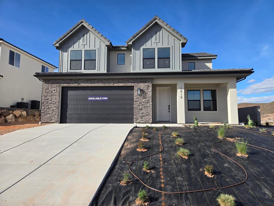 **AS LOW AS 4.99% Special Rate + Close in March** Discover your dream home at Fire Rock, a stunning new D.R Horton community in Hurricane, UT! Explore the ''Slickrock'' floorplan featuring boosting upgrades and the best part? NO HOA. This inviting two-story home sits on a corner lot and offers a spacious 5 bedrooms, an office, 3.5 bathrooms, and a 2-car garage with an added toy garage. Perfect space for a growing family and plenty of room for toys. Ask me about our generous home warranty & special financing when using our in-house lender DHI Mortgage. Improving quality of life here with its prime location, Fire Rock is truly a gem. Don't miss out on the opportunity to make it your own.