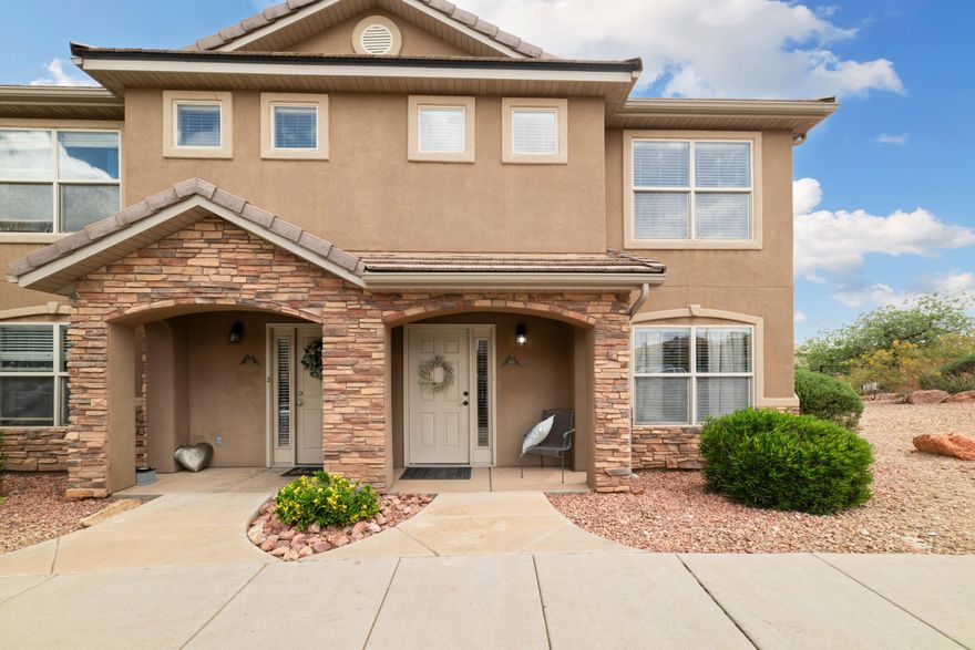 Well cared for end-row unit. Never rented. No backyard neighbors. Rare - same owner since it was built. Only used as a second home. Updated carpet. Water softener. Pickleball court across the street Large pool, spa, club house, and fitness area. Great location. Close to all schools and shopping. Covered parking spot. Great storage space.